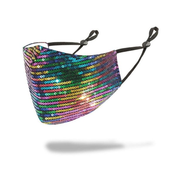 Accessories - Rainbow Bling Washable Sequined Reusable Face Mask